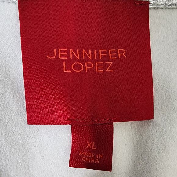 Jennifer Lopez Blazer XL Silver Metallic Jacket Disco Faux Pockets Button Retro - Picture 7 of 11